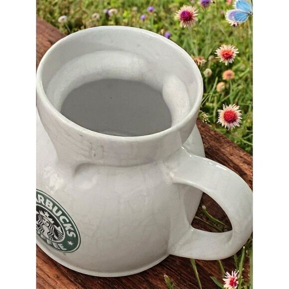 Starbucks Mermaid Siren Logo Chubby Wide Bottom Ceramic Large Mug Coffee Cup - Picture 4 of 7